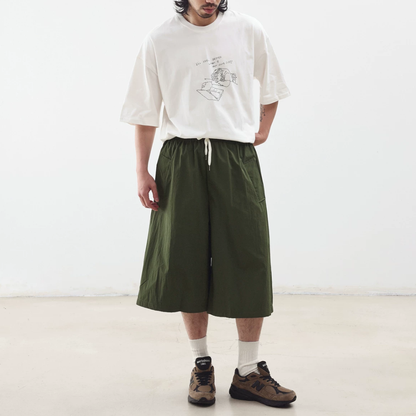 ワッシャーナイロン　ワイド　ハーフパンツ　N1478