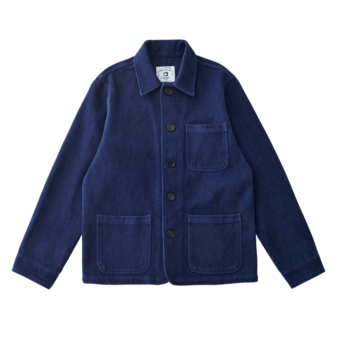 インディゴ染料め　刺し子織り　ジャケット　N1329