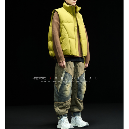 【Y.M.ORIGINAL】ホワイトダックダウン　ZIPスタンドカラー　ベスト　N871