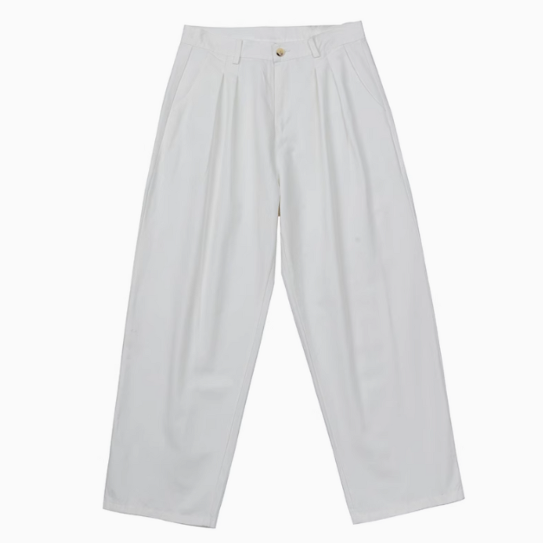 コットンキャンバス ワイドタック パンツ N273 ホワイト