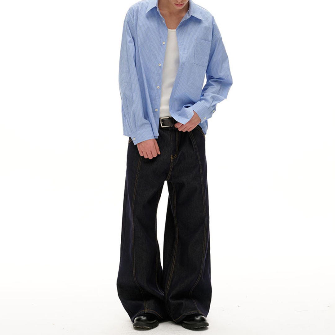 ストレッチ　コットンナイロン　ストライプ　シャツ　N1248