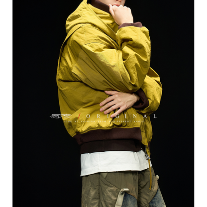 [YMORIGINAL] White Duck Down Detachable Hood/Ribbed Jacket N844