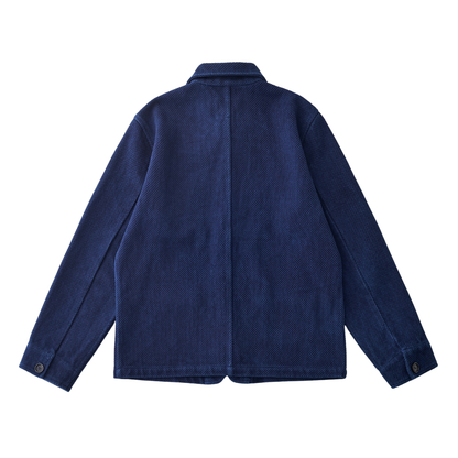 インディゴ染料め　刺し子織り　ジャケット　N1329