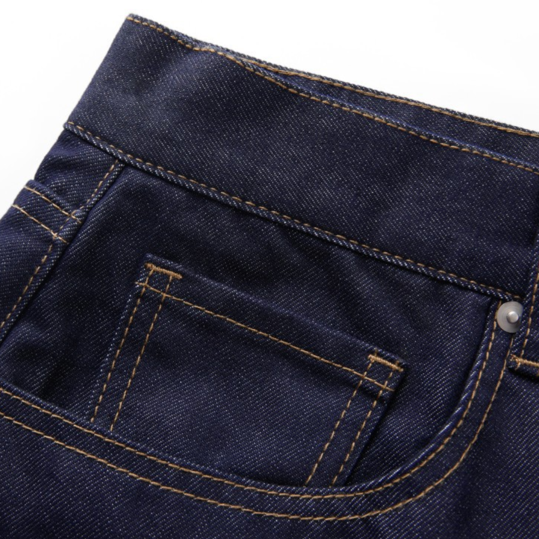 コットンポリエステル デニム ストレートパンツ N676
