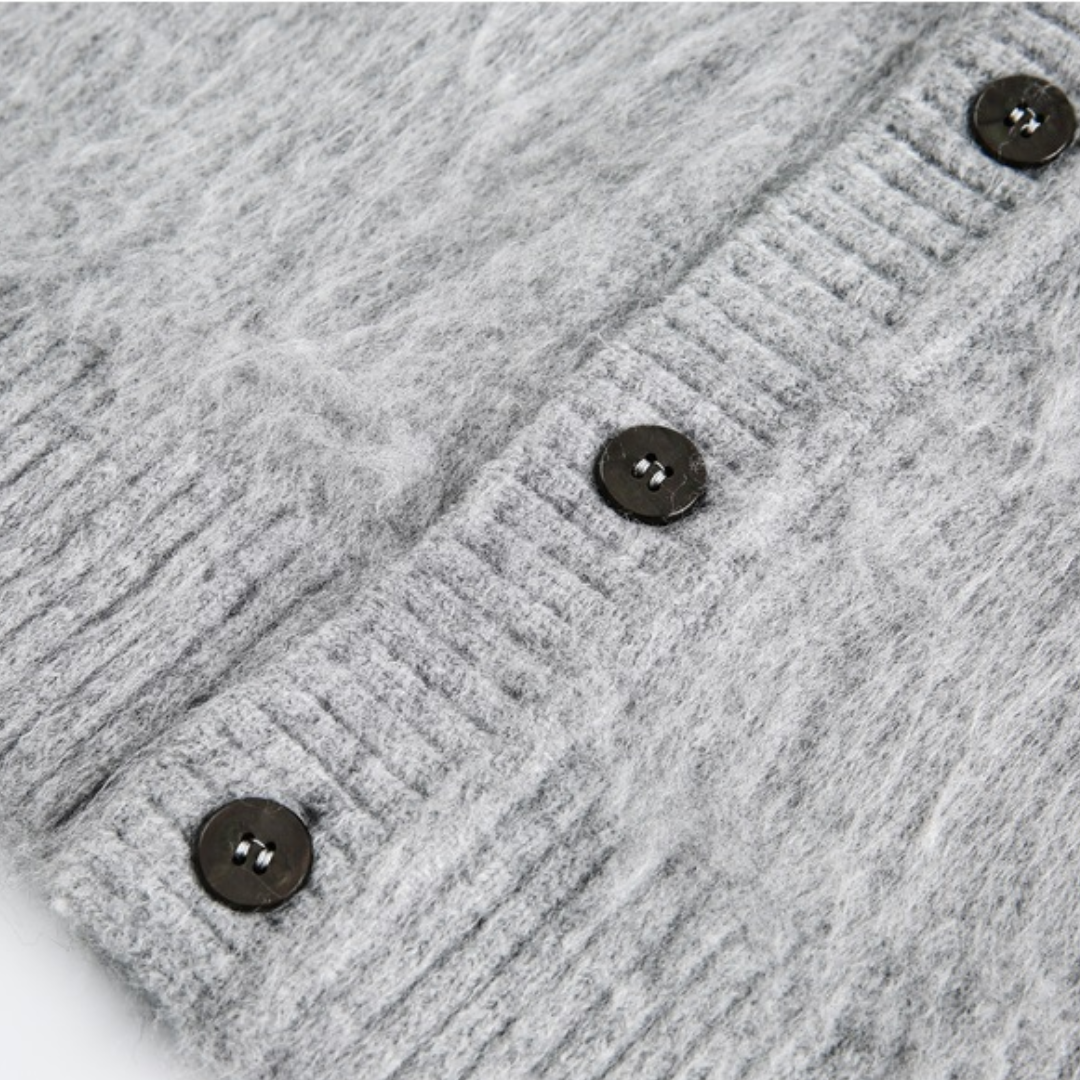 シャギーニット　クルーネック　カーディガン　N940