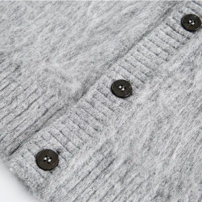 シャギーニット　クルーネック　カーディガン　N940