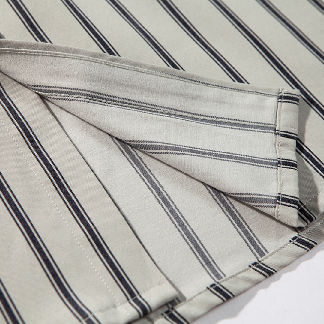 コットンポリ　ダブルストライプ　シャツ　N1277