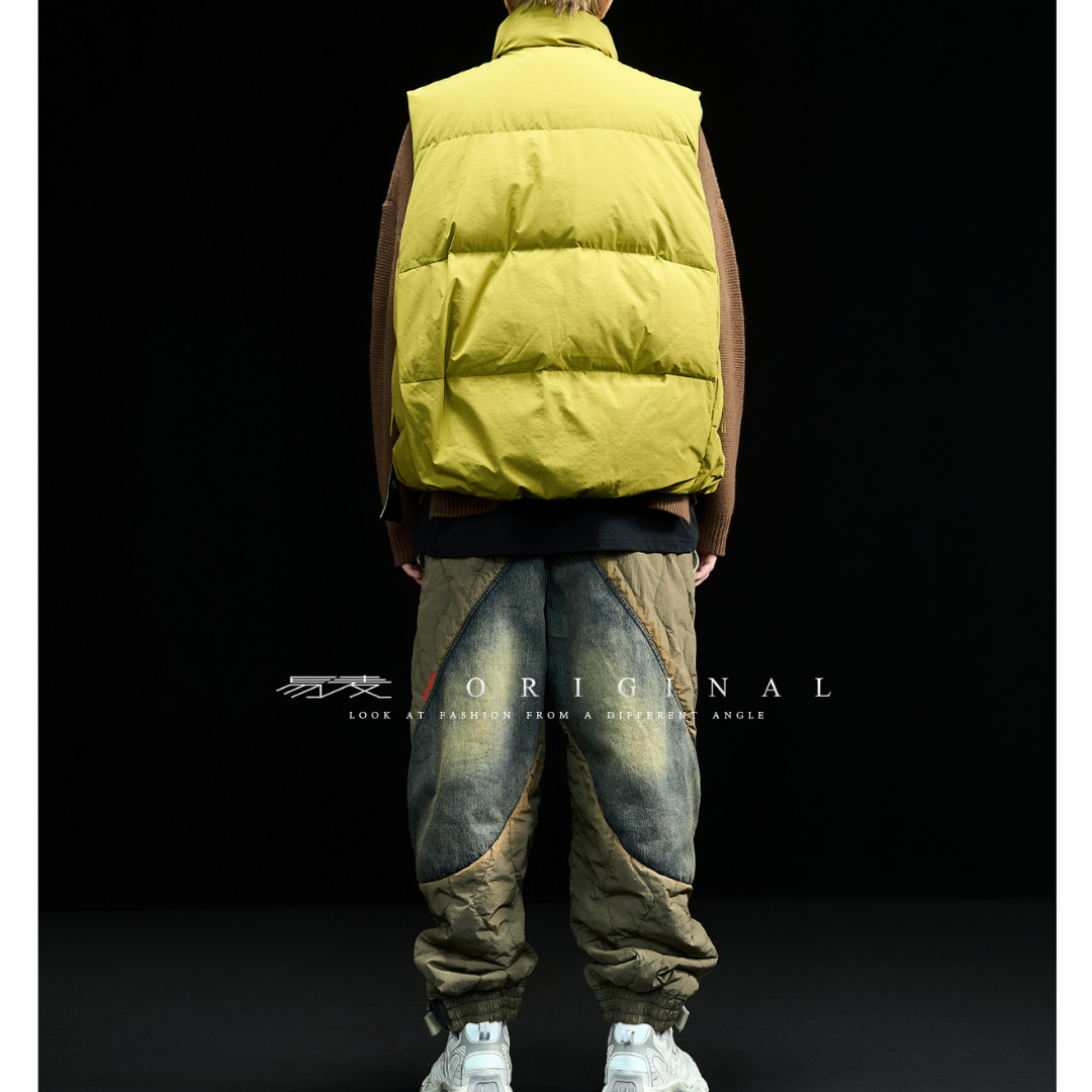 【Y.M.ORIGINAL】ホワイトダックダウン　ZIPスタンドカラー　ベスト　N871