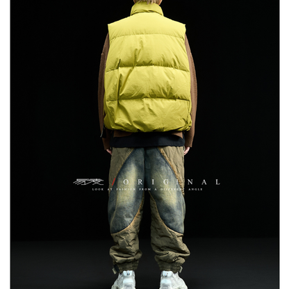 【Y.M.ORIGINAL】ホワイトダックダウン　ZIPスタンドカラー　ベスト　N871