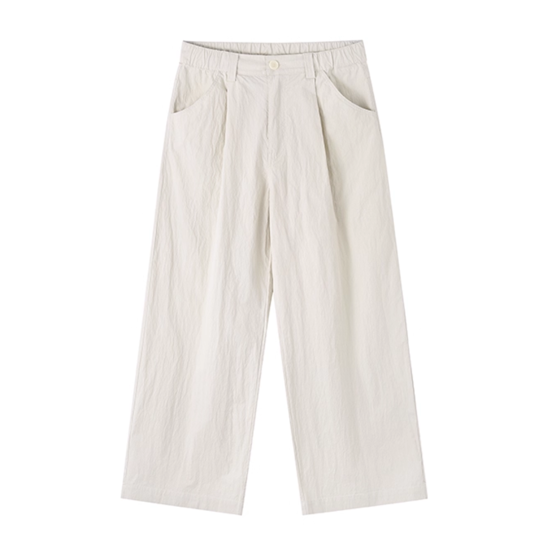 コットンナイロン  タックワイド　ストレートパンツ N733