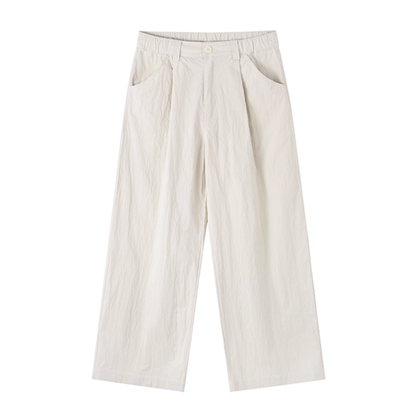 コットンナイロン  タックワイド　ストレートパンツ N733