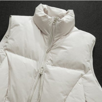 【Y.M.ORIGINAL】ホワイトダックダウン　ZIPスタンドカラー　ベスト　N871