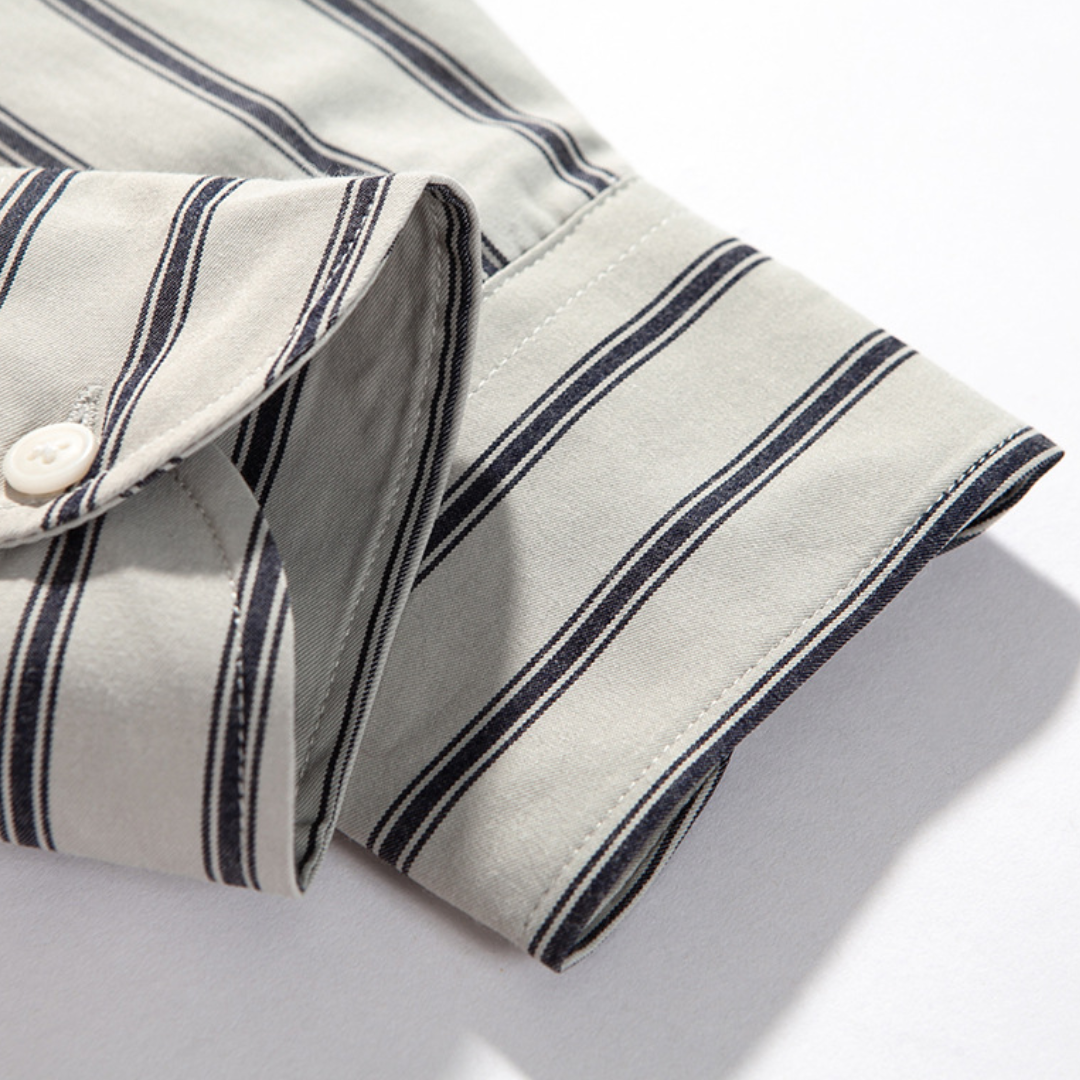 コットンポリ　ダブルストライプ　シャツ　N1277