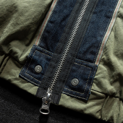 [YMORIGINAL] White Duck Down Denim Layered Hooded Jacket N846