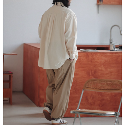 ストレッチナイロン　ドローストリング　タックワイドパンツ　N270
