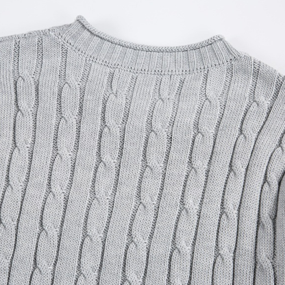 ケーブル編み　クルーネック　ニット　N1031