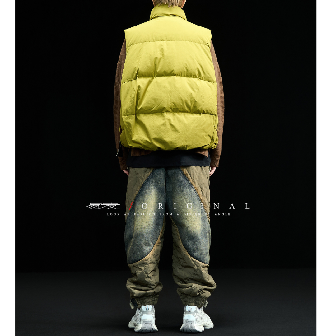 [YMORIGINAL] White Duck Down Double Zip Stand Vest N842