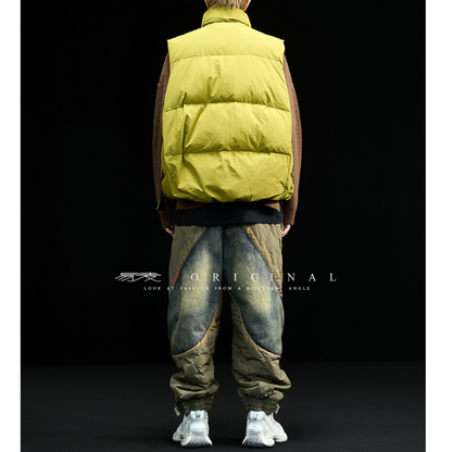 [YMORIGINAL] White Duck Down Double Zip Stand Vest N842