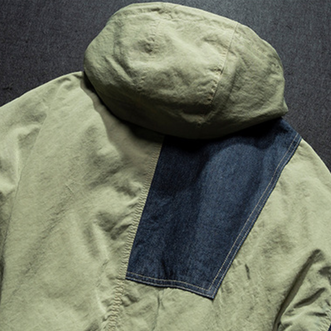 [YMORIGINAL] White Duck Down Denim Layered Hooded Jacket N846