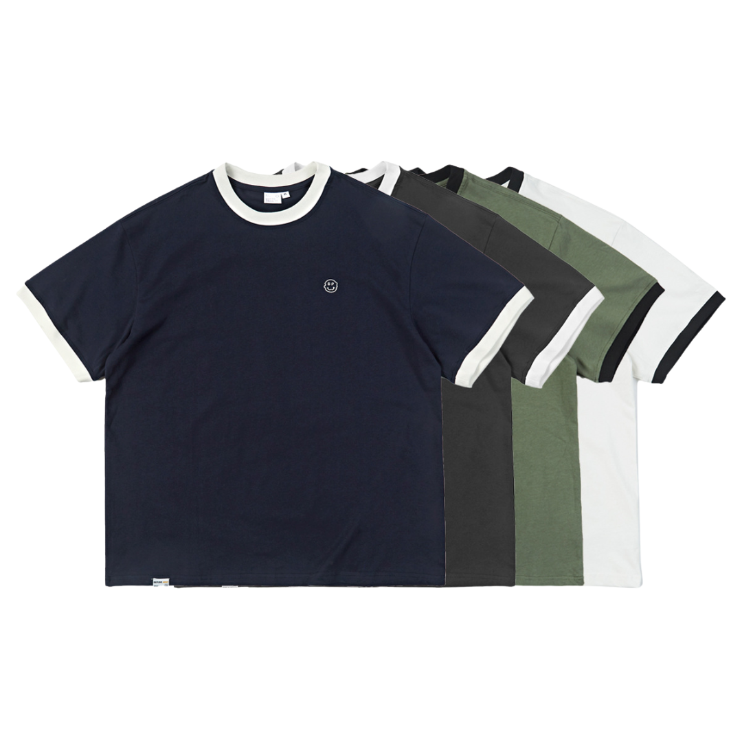 ワンポイント刺繍　リンガーTシャツ　N572