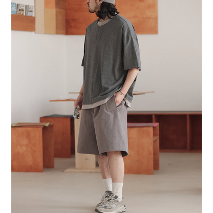 フェイクレイヤード　スリットネック　Tシャツ　N267