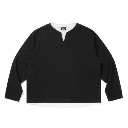 ワッフル　 ヘンリーネック　長袖Tシャツ　B515