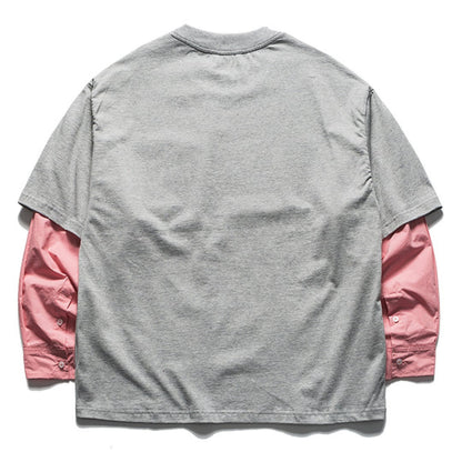 フェイクレイヤード　バイカラーTシャツ　B848
