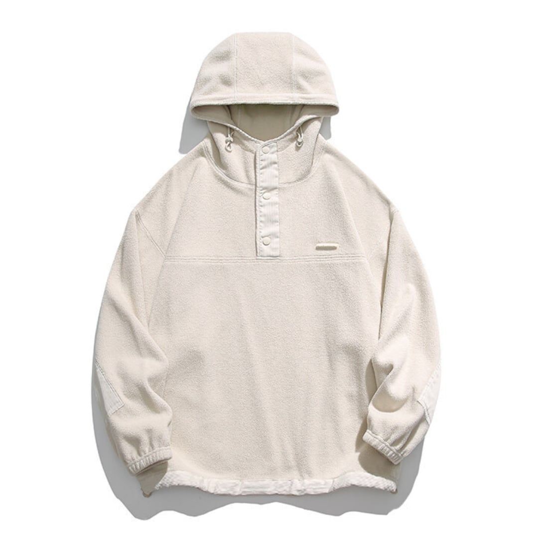 Half button fleece hooded pullover C245