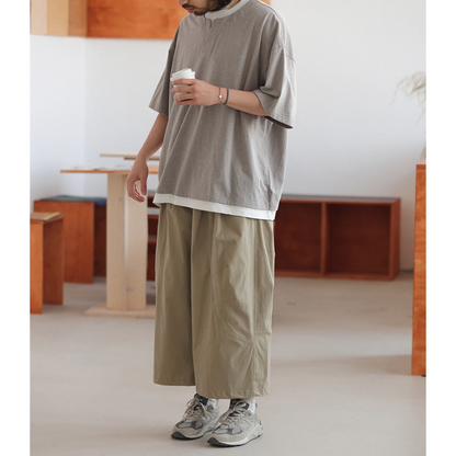 フェイクレイヤード　スリットネック　Tシャツ　N267