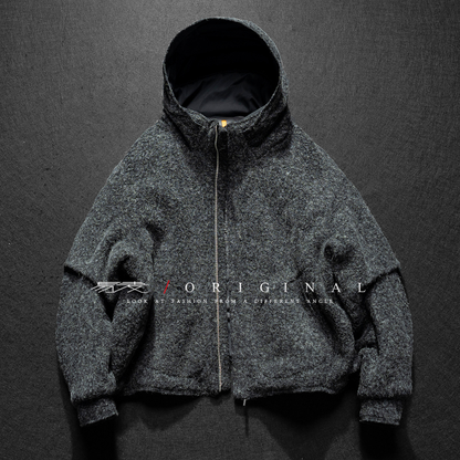 【Y.M.ORIGINAL】ホワイトグースダウン　ツイード　フードジャケット　N845