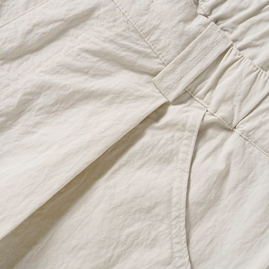 コットンナイロン  タックワイド　ストレートパンツ N733