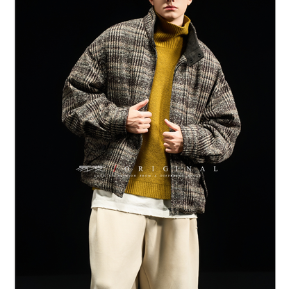 [YMORIGINAL] White Duck Down Tweed Check Jacket N848