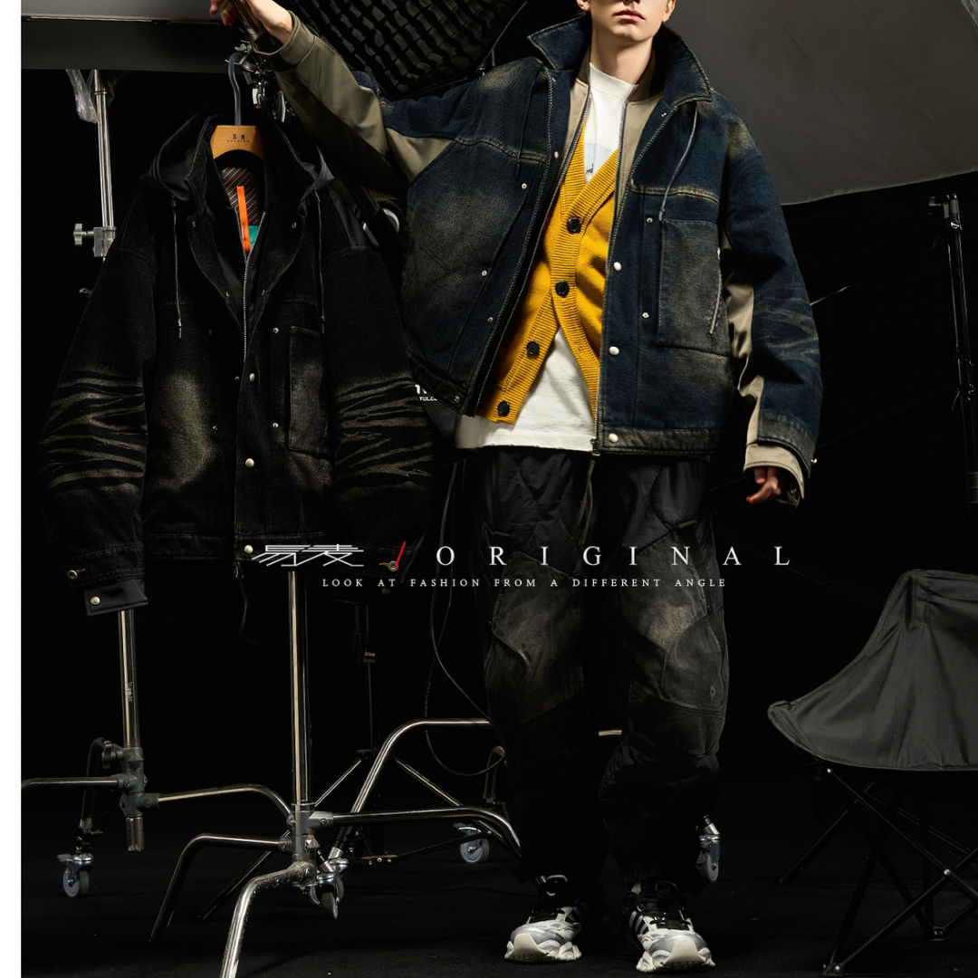 [YMORIGINAL] White Duck Down Layered Denim Jacket N840