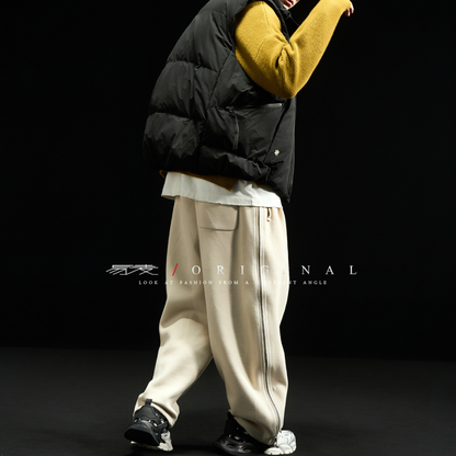 [YMORIGINAL] White Duck Down Double Zip Stand Vest N842