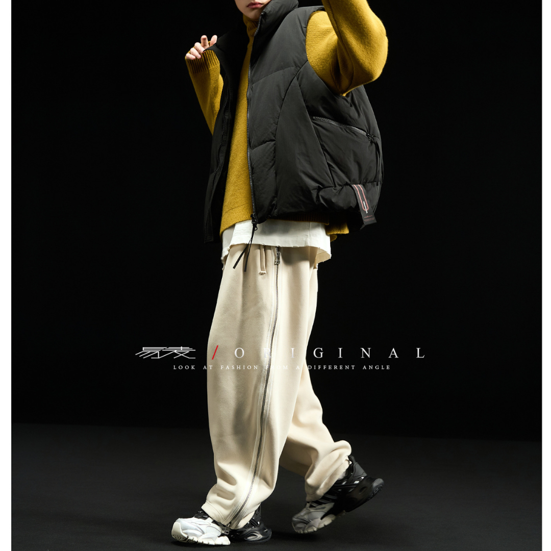 [YMORIGINAL] White Duck Down Double Zip Stand Vest N842