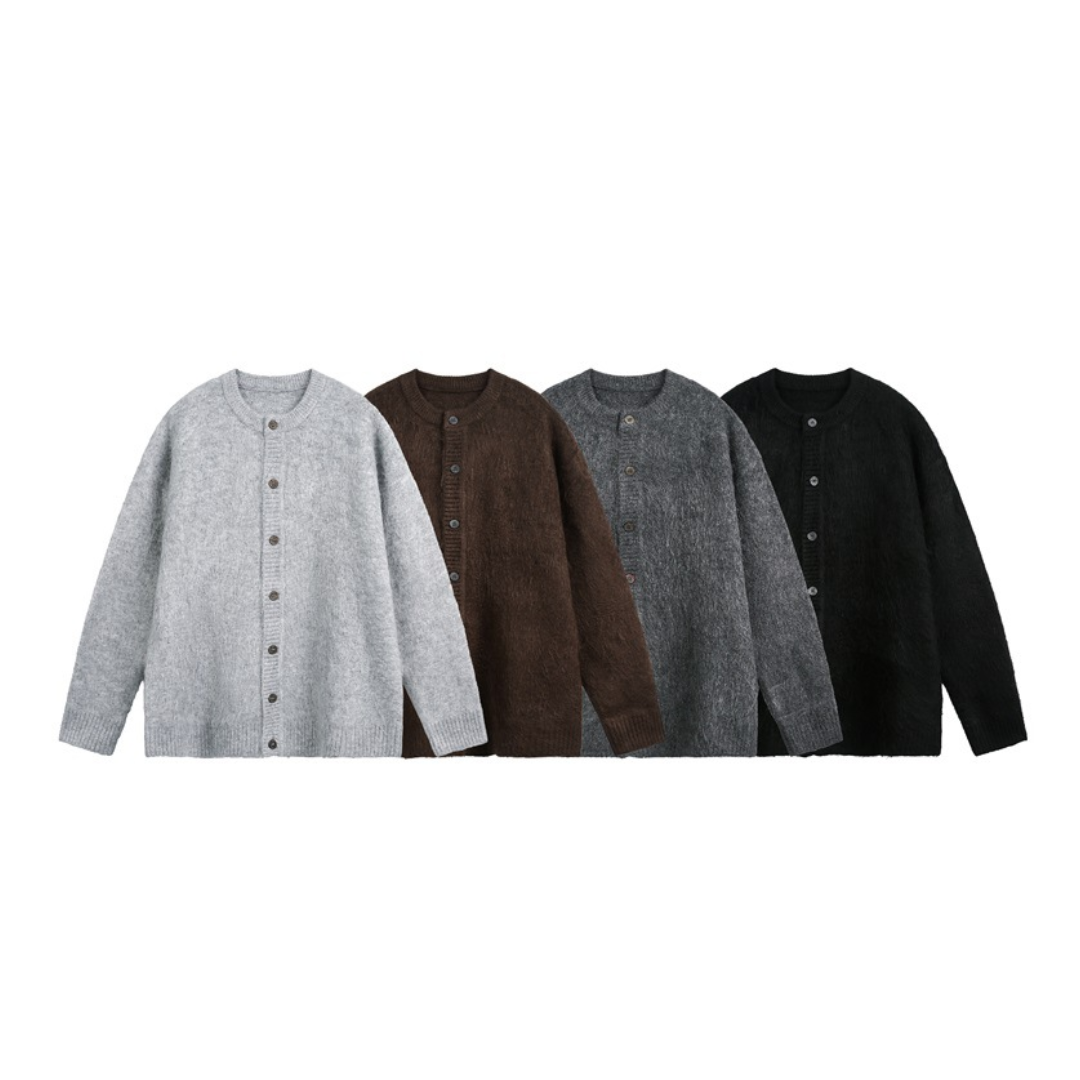 シャギーニット　クルーネック　カーディガン　N940