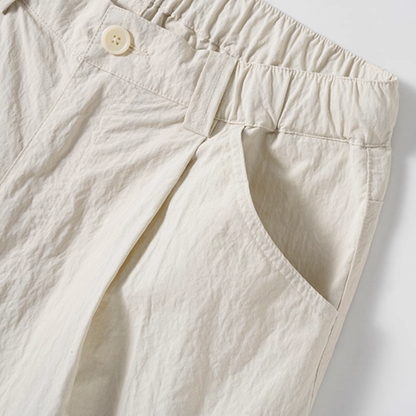 コットンナイロン  タックワイド　ストレートパンツ N733