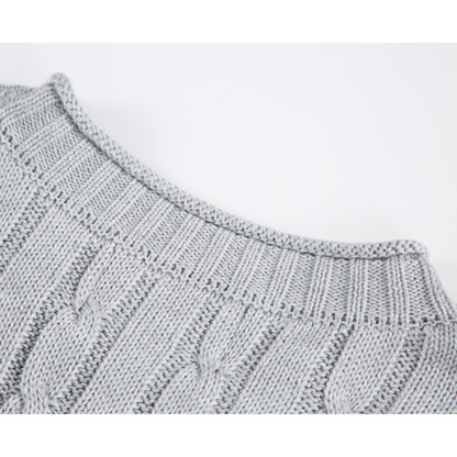 ケーブル編み　クルーネック　ニット　N1031