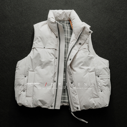 [YMORIGINAL] White Duck Down Fly Front Vest N870