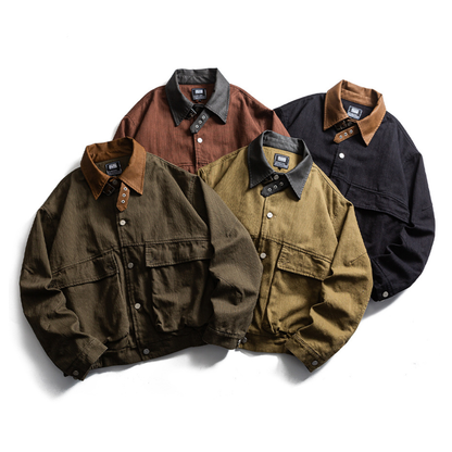 レザーコンビ　スラブコットン　トラッカージャケット　N1667