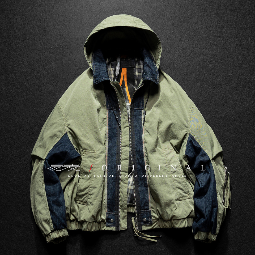 [YMORIGINAL] White Duck Down Denim Layered Hooded Jacket N846