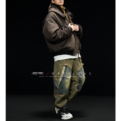 [YMORIGINAL] White Duck Down Detachable Hood/Ribbed Jacket N844
