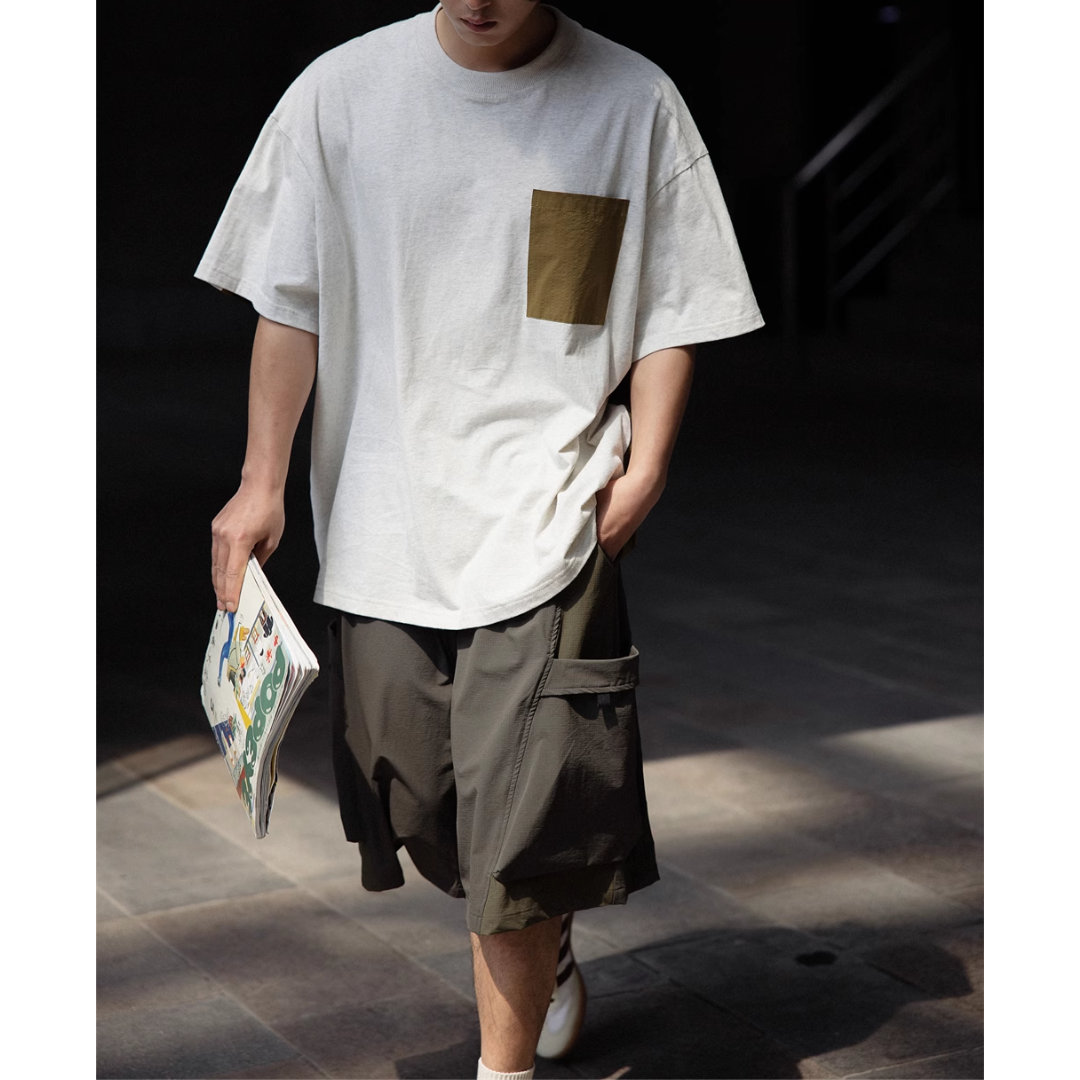 バックサイド　布帛切り替え　Tシャツ　N404