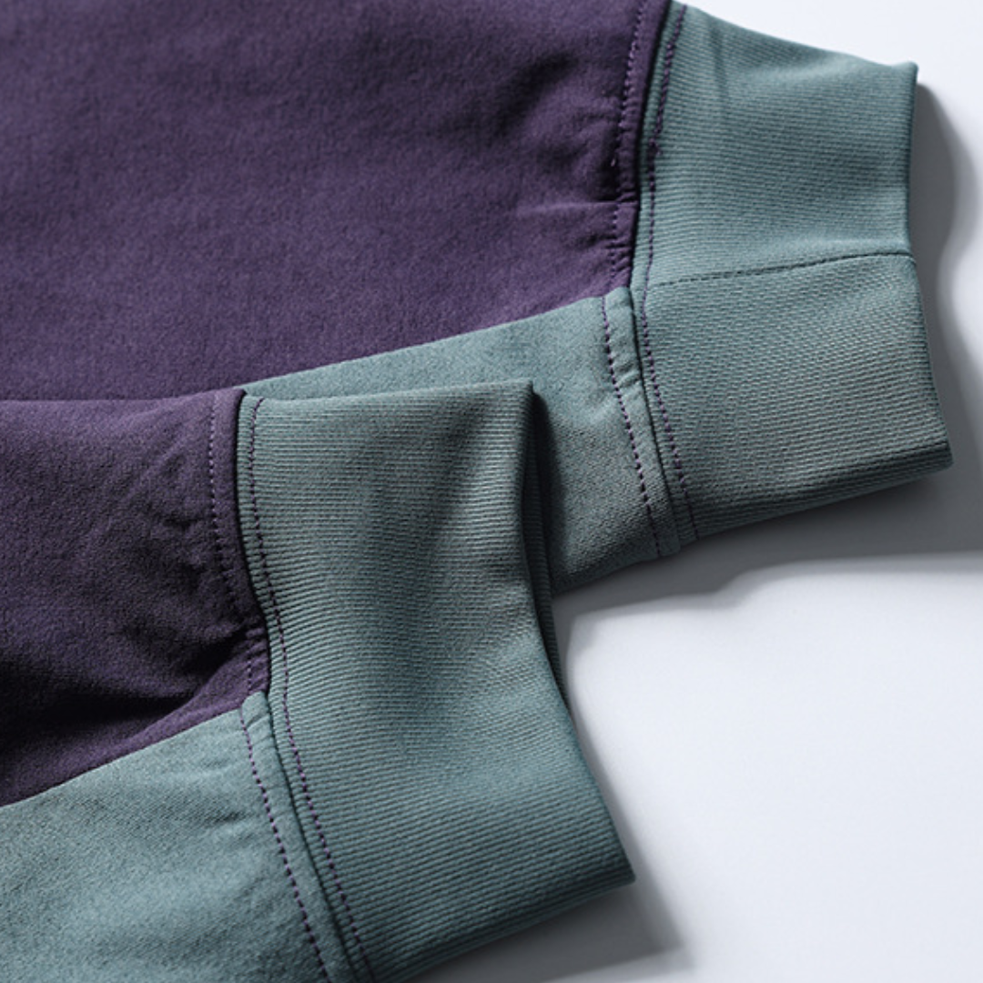 バイカラー　ドロストヘム　長袖プルオーバーシャツ　N1403