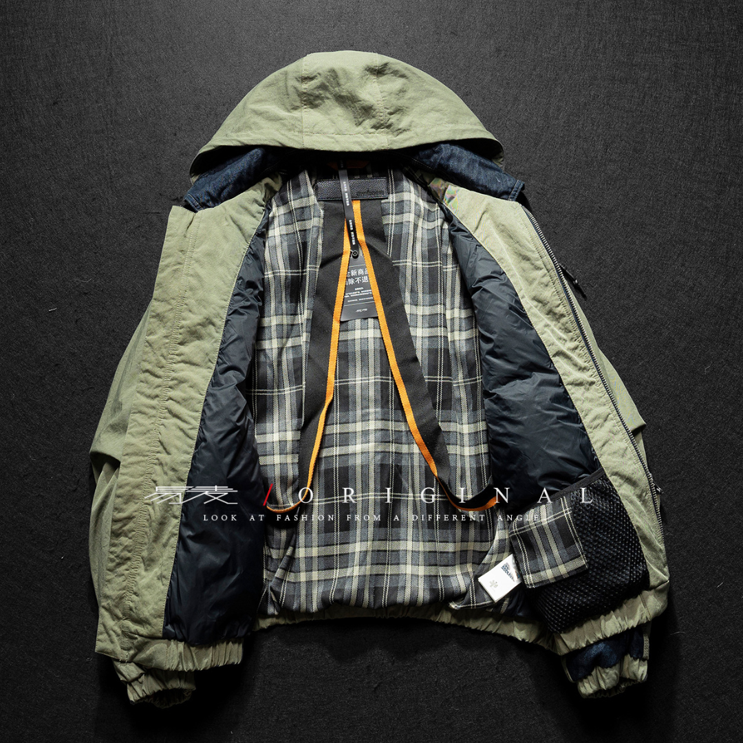 [YMORIGINAL] White Duck Down Denim Layered Hooded Jacket N846