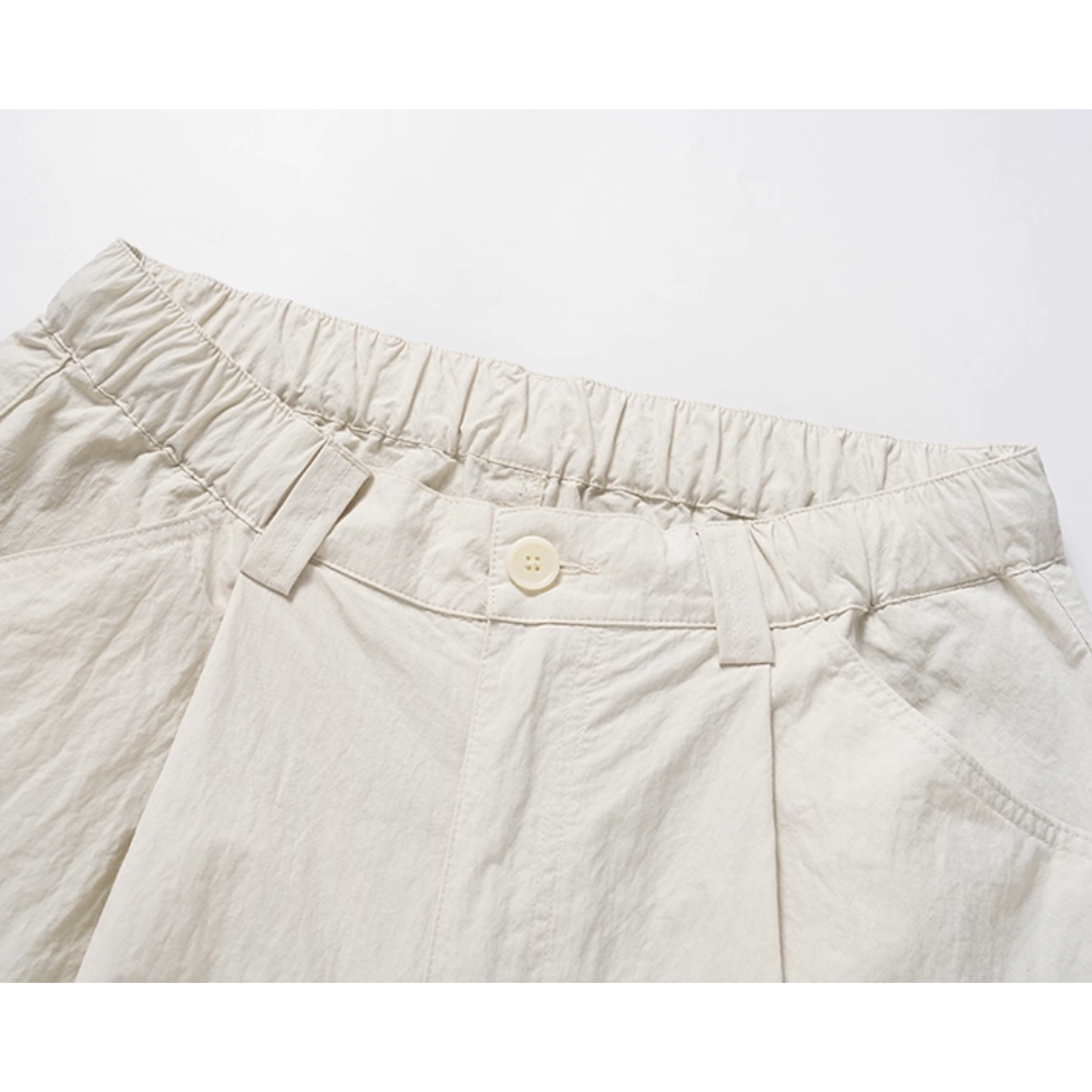 コットンナイロン  タックワイド　ストレートパンツ N733