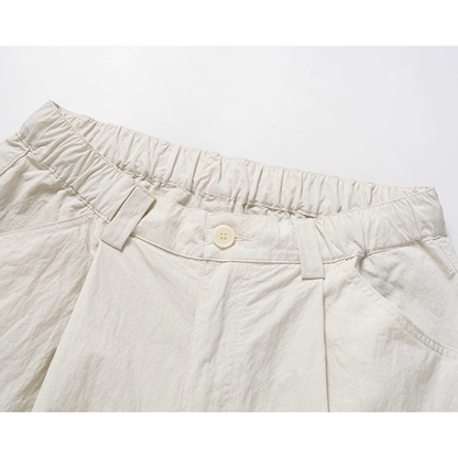 コットンナイロン  タックワイド　ストレートパンツ N733