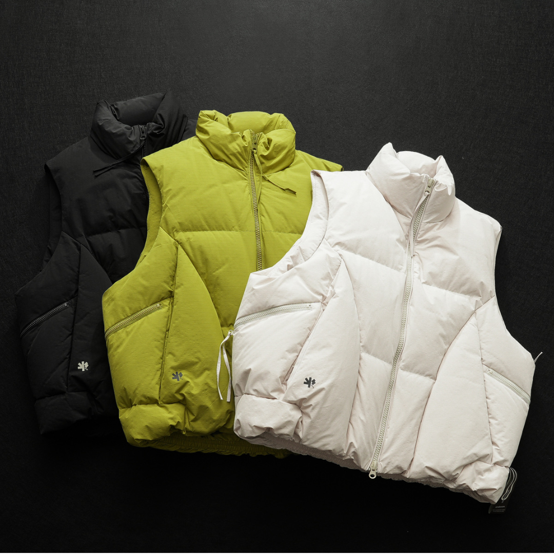 [YMORIGINAL] White Duck Down Double Zip Stand Vest N842