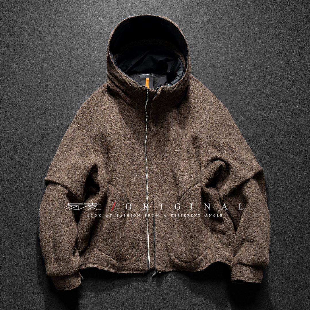 【Y.M.ORIGINAL】ホワイトグースダウン　ツイード　フードジャケット　N845