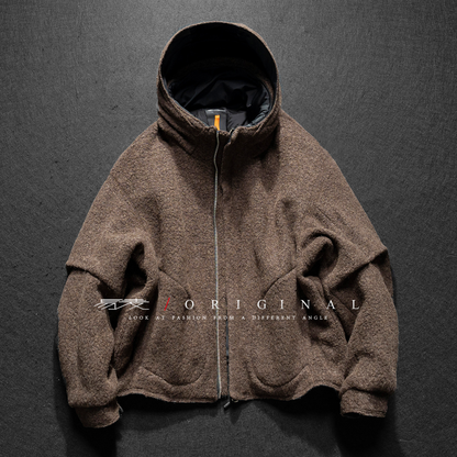 【Y.M.ORIGINAL】ホワイトグースダウン　ツイード　フードジャケット　N845